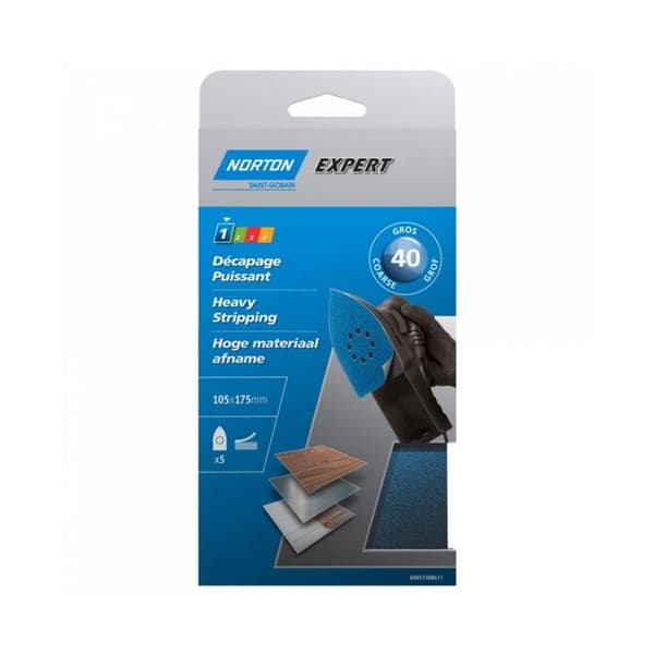 Norton 5-pack perforerad kardborre Expert 175 x 105 mm 180 korn