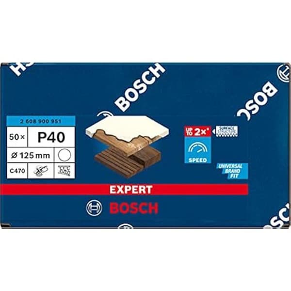 Slipeark - BOSCH - Expert C470 - Ø 125 mm - Korns 40 - Förpackning om 50 stycken