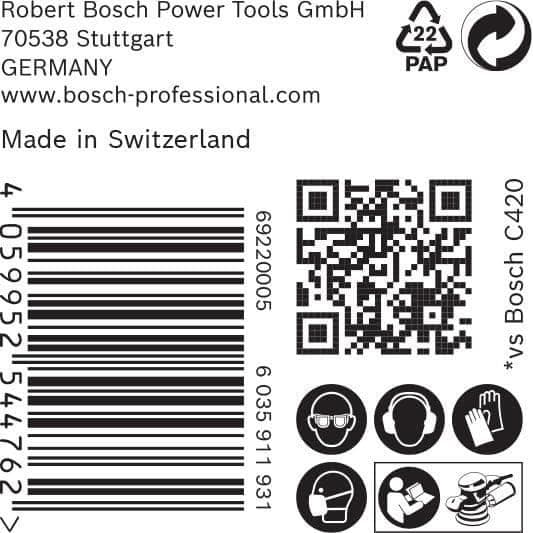 Bosch Professional 50x Sandpapper Expert C470 med multipla hål för Hårdträ, Måla på trä, Ø 150 mm, Korn 100, Tillbehör