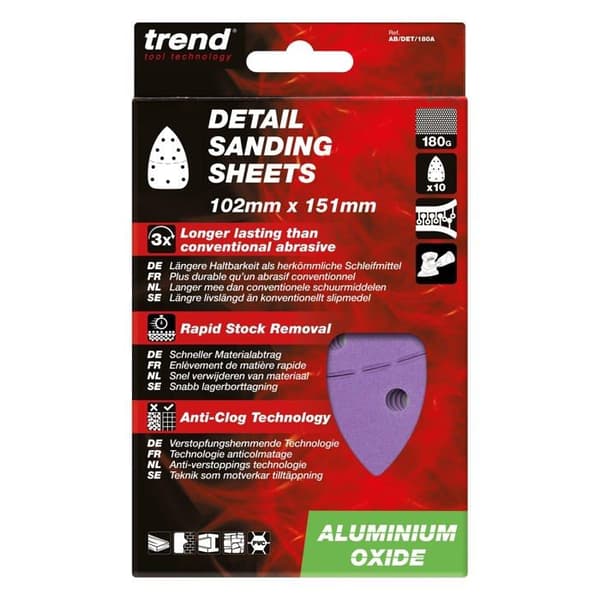 Trend - AB/DET/180A - Delta aluminiumoxidslipskivor, 102 x 151 mm, 180 korn, 10 st.