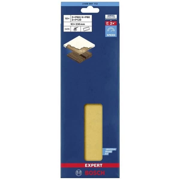 Bosch tillbehör EXPERT C470 2608901112 Sandpappersset för perforerad orbital slipmaskin Korn 60, 80, 120 (L x