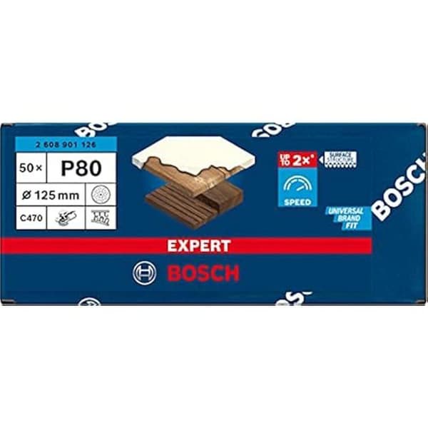 Slipmedel - BOSCH - Expert C470 - Ø 125 mm - Korn 80 - 50 stycken multihål