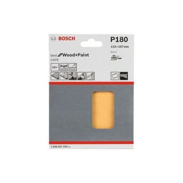 BOSCH 10 slipskivor för orbitalslip - 115 x 107 mm - 6 hål - Korn 180