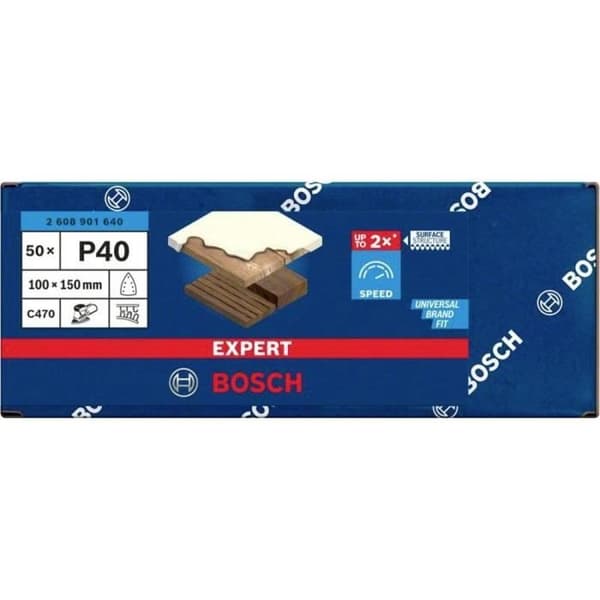 Bosch tillbehör 2608901640 Sandpapper för multifunktionsslip Korn 40 (L x B) 150 mm x 100 mm 50 st.