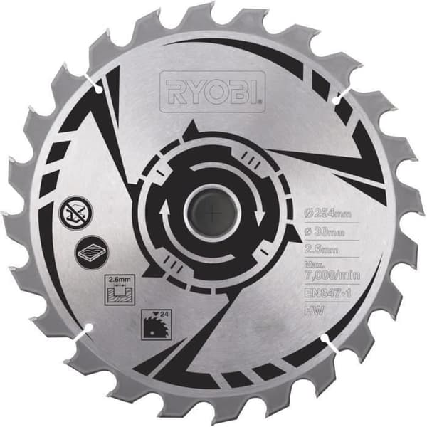 RYOBI Hårdmetallklinga 24 tänder diameter 254 mm borrning 30 mm