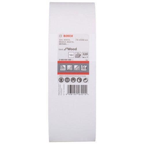 Slipande band - BOSCH - 220 x 533 mm - Korn 220 - Förpackning om 10 - Antistatisk
