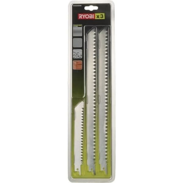 RYOBI - Blisterförpackning med 3 långa rostfria stålklingor 300 och 152 mm trä/plast - universalskafts tigersåg - RAK03SSRB