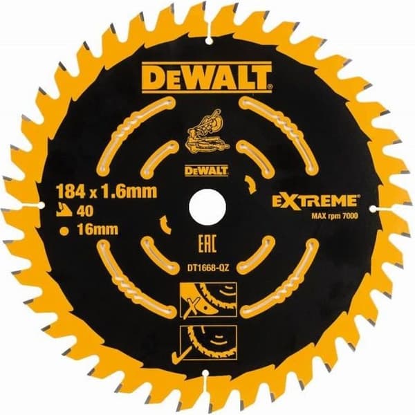 Cirkelsågblad - DeWALT - DT1668-QZ - 184-16 mm - 40 tänder - för DCS365