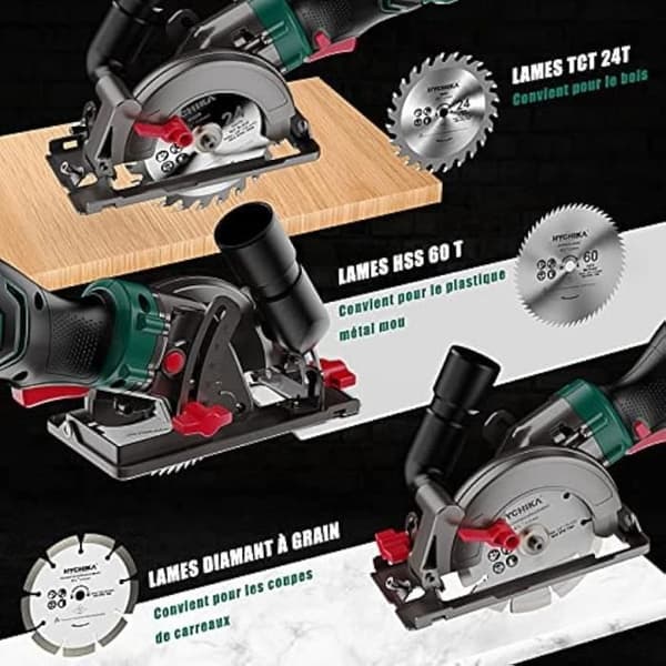 HYCHIKA Cirkelsåg CS-115C 750W, 3500 RPM, maximalt skärdjup 48mm (90°) och 32mm (45°)