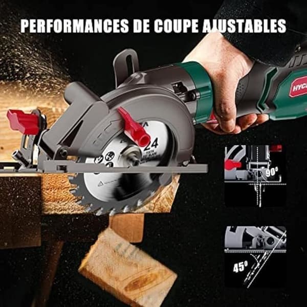 HYCHIKA Cirkelsåg CS-115C 750W, 3500 RPM, maximalt skärdjup 48mm (90°) och 32mm (45°)