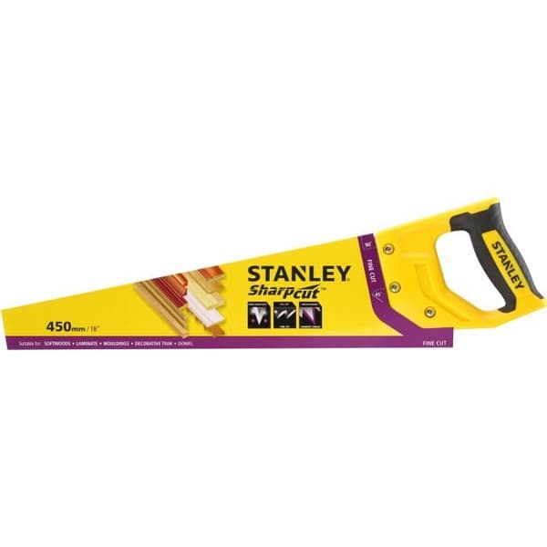 STANLEY SharpCut handsåg - 450 mm blad - Universaltänder med dubbelfas - 45° och 90° guide