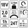Miniatyrbild 4 av 4: YATO-cirkelsåg med 2,0Ah 165 mm 18V Li-Ion-batteri