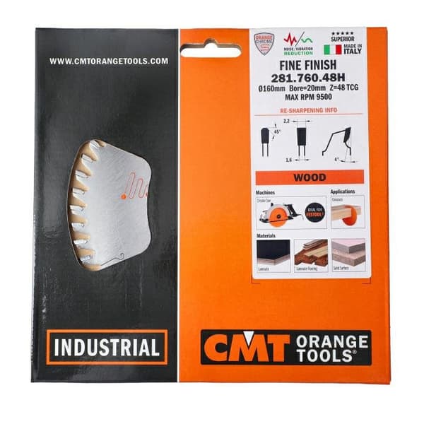 Forkromet laminatrundsav CMT HM D-160 F-20 Z-48 2.2/1.6 TCG 281.760.48H
