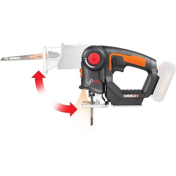 Worx 20 V batteristicksåg Sabersågaxel, vridbart huvud, hastighet 3000 rpm, 1 stycke, kraftdelning