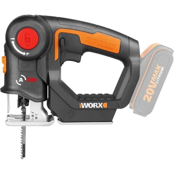 Worx 20 V batteristicksåg Sabersågaxel, vridbart huvud, hastighet 3000 rpm, 1 stycke, kraftdelning