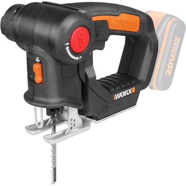 Worx 20 V batteristicksåg Sabersågaxel, vridbart huvud, hastighet 3000 rpm, 1 stycke, kraftdelning