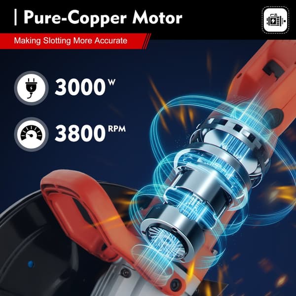 Elektrisk Betongsåg, Kraftfull 3000W Motor, Justerbar Skärdjup, Dammfri Drift