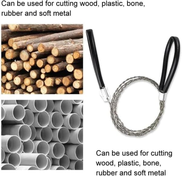 Lollanda trådsav i rustfrit stål, skåret PVC, træ, plast, letvægts, holdbar til camping, vandreture, nødsituation