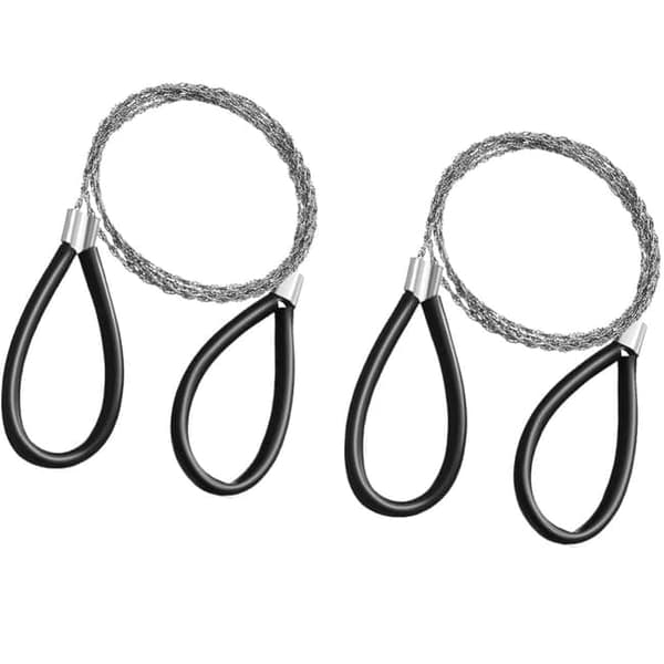 Lollanda trådsav i rustfrit stål, skåret PVC, træ, plast, letvægts, holdbar til camping, vandreture, nødsituation Sort 2PCS