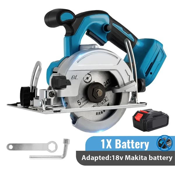 Mini elektrisk cirkelsåg, borstlös motor, 1000W effekt, justerbar skärvinkel,Med 1X batteri