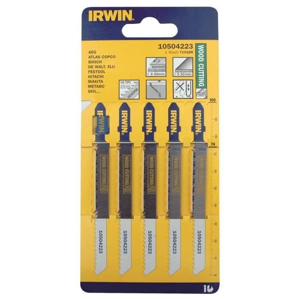 IRWIN T101BR sticksågsblad för träbearbetning - 10TPI - Set med 5 HCS-blad