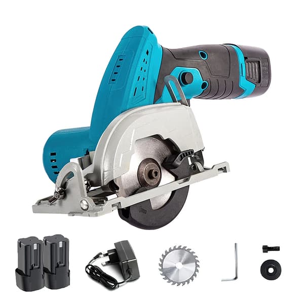 Cirkelsåg, borstlös motor, justerbart skärdjup,Med 2×Batteri