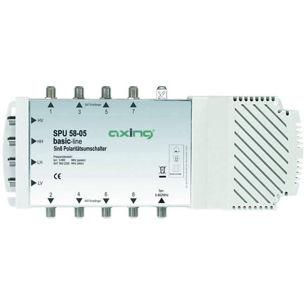 Axing SPU 58-05 SAT multiswitch Input (SAT): 5 (4 satellit / 1 markbunden) Abonnenter: 8 Quad LNB-kompatibel
