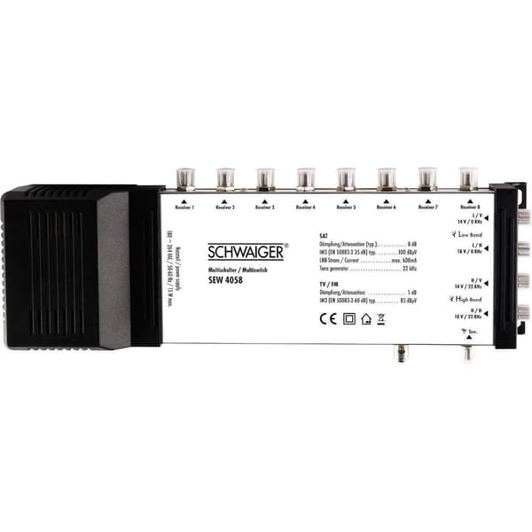 Schwaiger SEW4058 SAT multiswitch Input (SAT): 5 (4 satellit / 1 markbunden) Abonnenter: 8