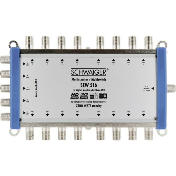 Schwaiger SEW516 531 SAT multiswitch Input (SAT): 5 (4 satellit / 1 markbunden) Abonnenter: 16 StandBy-Funktion, Quad L