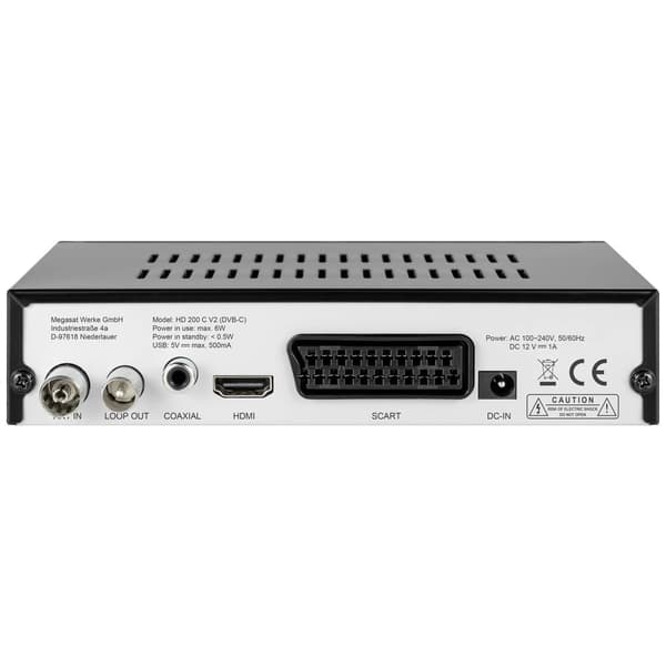 MegaSat HD 200 C V2 DVB-C HD mottagare Front-USB Antal tuner: 1