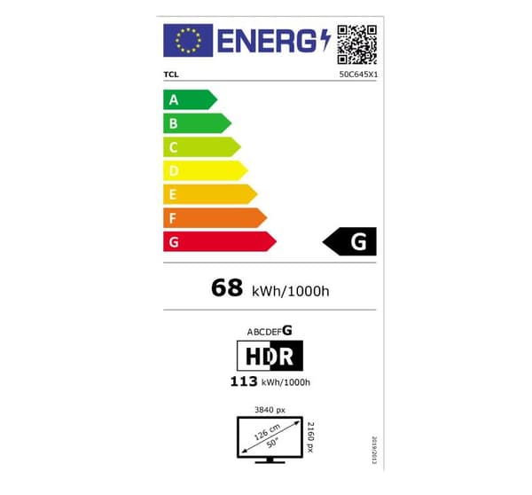 Smart TV TCL 50C645 (2023) 50"-126CM Q "50C645" (timbru verde 15 lei)