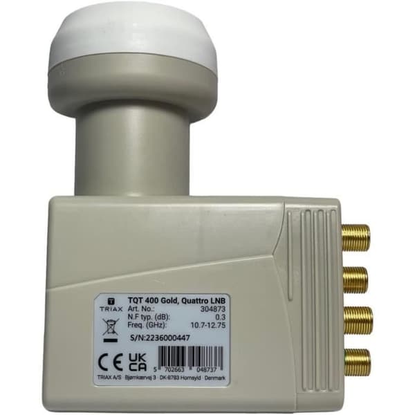 LNB Quattro - Triax - TQT 400 Gold - Kompatibel 40 mm - Hög förstärkning - Väderbeständig