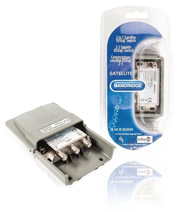 OUTLET Bandridge DiSEqC-switch för att koppla två LNB till en mottagare, grå färg, 950-2300 MHz- USED