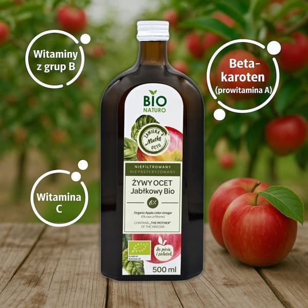 Äppelcidervinäger i brun flaska 500 ml POLBIOECO BIONATURO Apotek