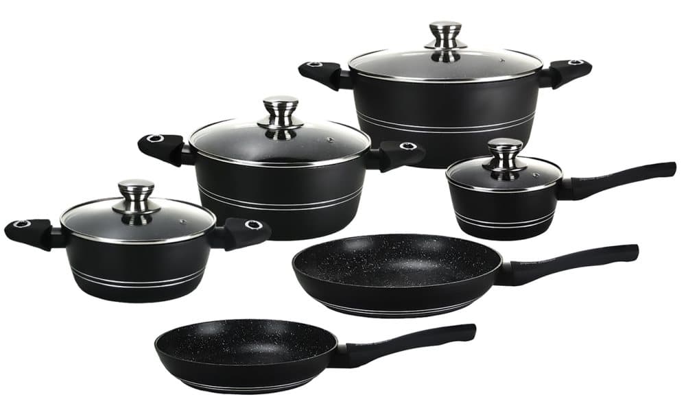 Imperial Collection - Köksset i 10 delar med Marmorbeläggning, Svart