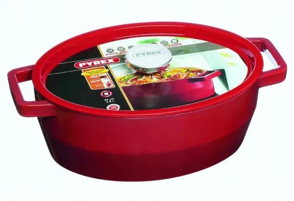 Rød gryde i støbejern SlowCook Pyrex 3,8 L