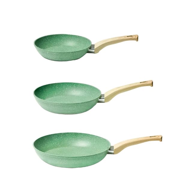 Nonstick Stegepande Sæt, Aluminiums Base, Kompatibel med Alle Komfurer - 8/9.5/11 Tommer,IL07-3 stk.