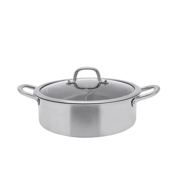 Rostfritt Ångkokare, 2-i-1 Delare, Genomskinligt Glaslock med Handtag,32 cm