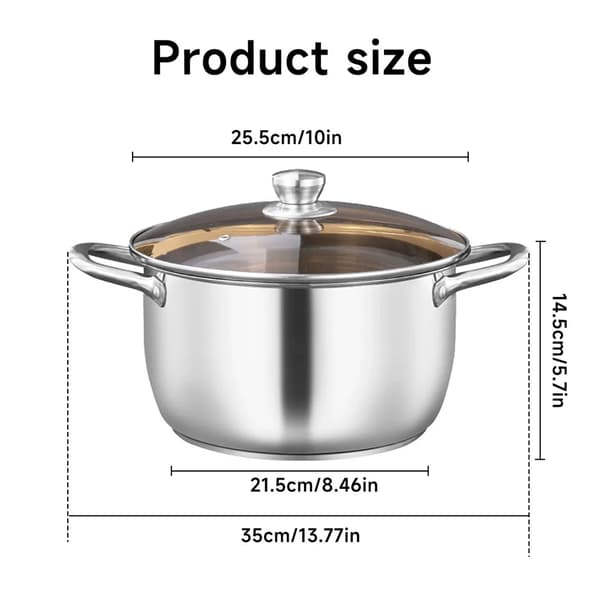 Rustfrit Stål Suppegryde, 5L Kapacitet, Induktionskompatibel,Dias