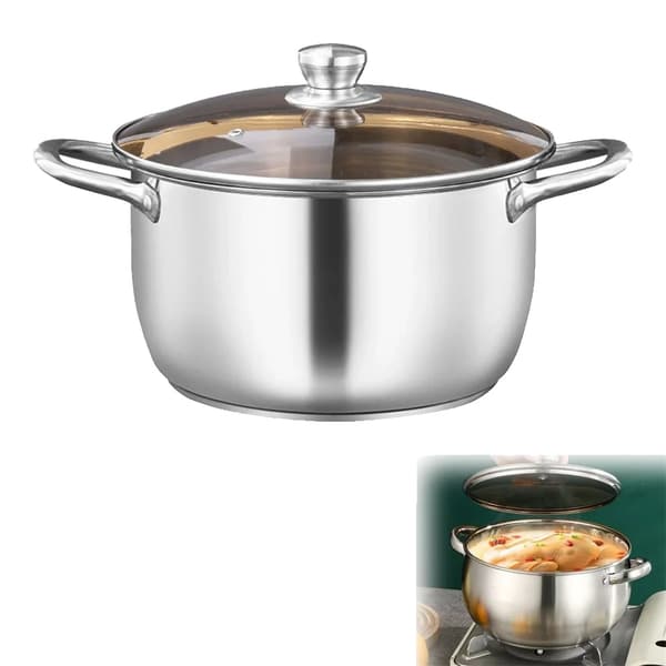 Rostfritt Stål Soppa Kastrull, 26 cm Storlek, 5 Liters Kapacitet,Silver