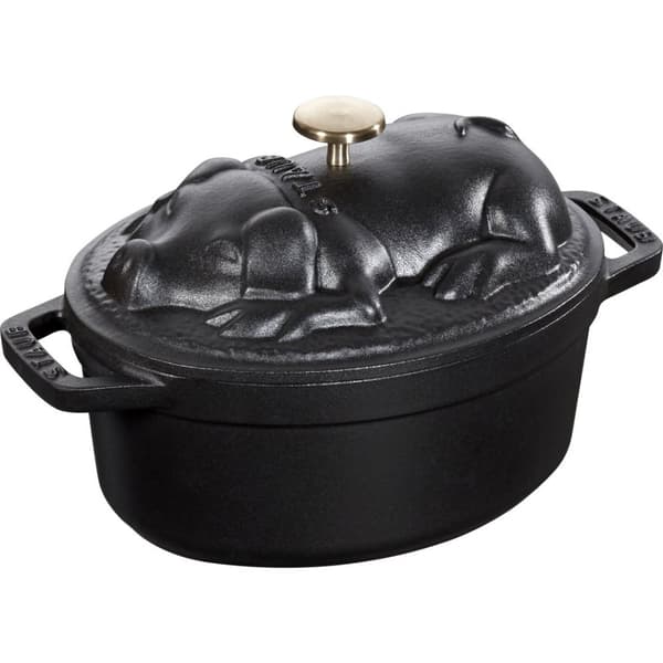 STAUB SPECIAL COCOTTE Støbejernsgryde oval gris 1 liter, sort