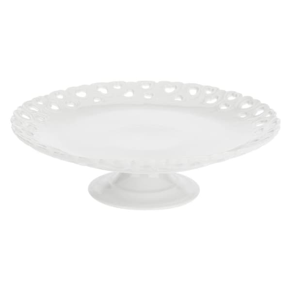 Udsmykket Valentino kageopsats - Hvid, 26 cm