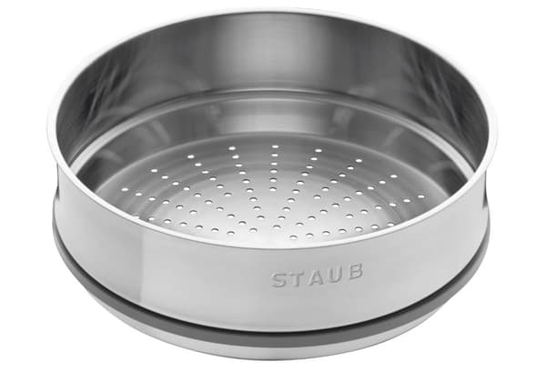 STAUB La Cocotte rund gjutjärnsgryta med insats 40508-822-0 - 3,8 liter vit tryffel