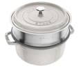 Miniatyrbild 1 av 3: STAUB La Cocotte rund gjutjärnsgryta med insats 40508-822-0 - 3,8 liter vit tryffel