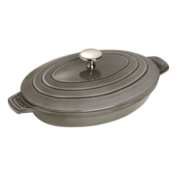Soikea uunivuoka kannella Staub - grafiitti