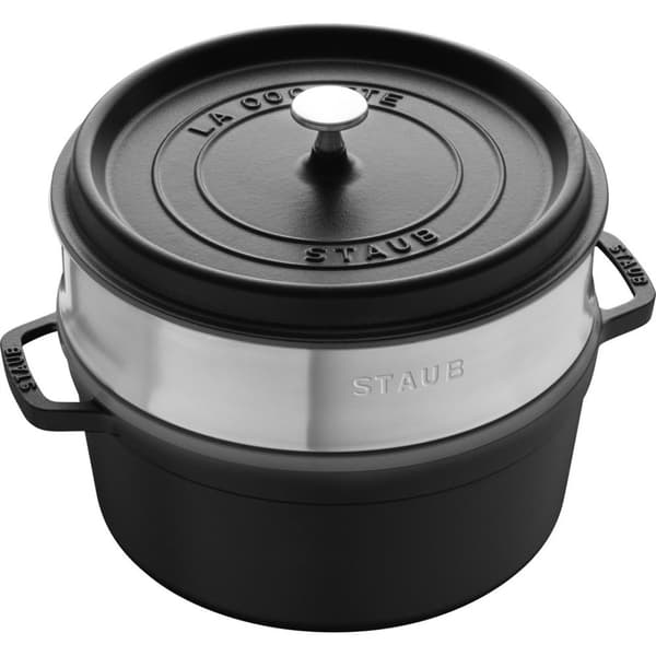 Pyöreä valurautapata Staub-sisällä - 3,8 l, musta