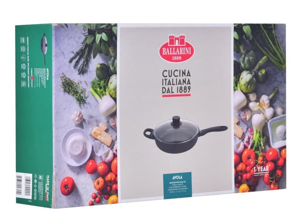 Ballarini Avola Sauté -paistinpannu kahdella kahvalla ja kannella, titaania, 28 cm, 75002-914-0