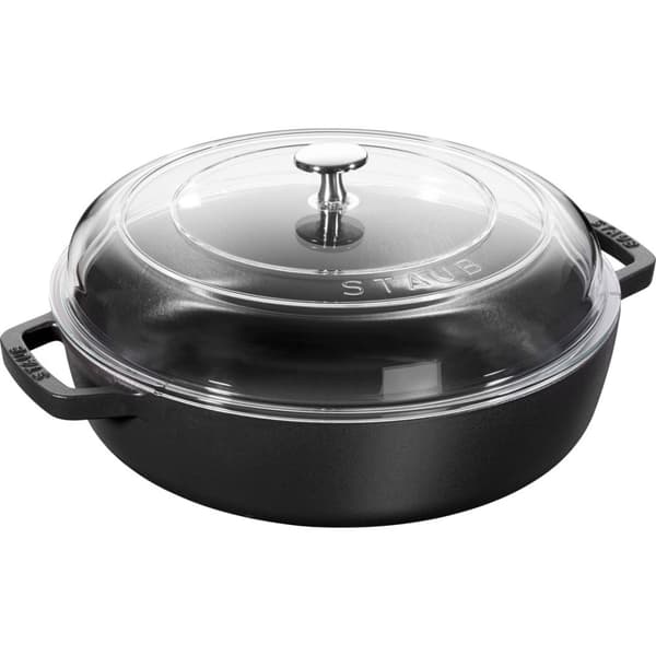 Staub valurautainen paistinpannu kahdella kahvalla ja kannella - 28 cm, musta