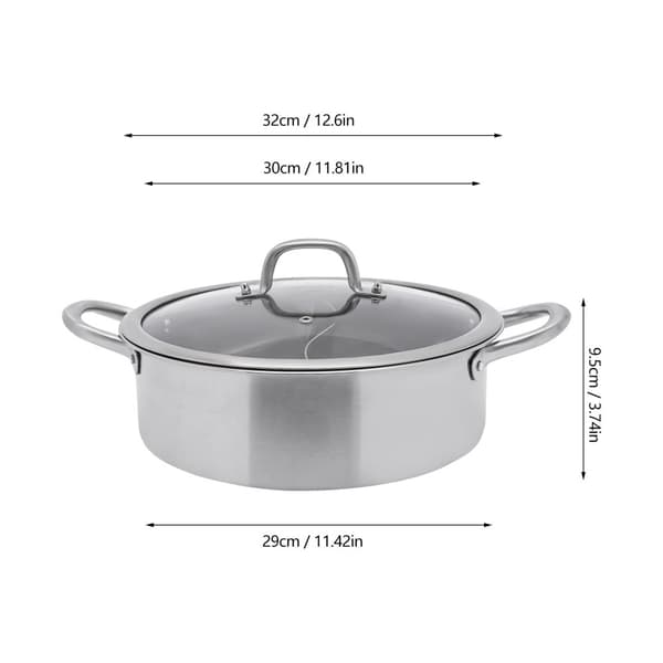 Rustfrit Stegegryde, 2-i-1 Divider, Klar Glaslåg med Håndtag,32 cm