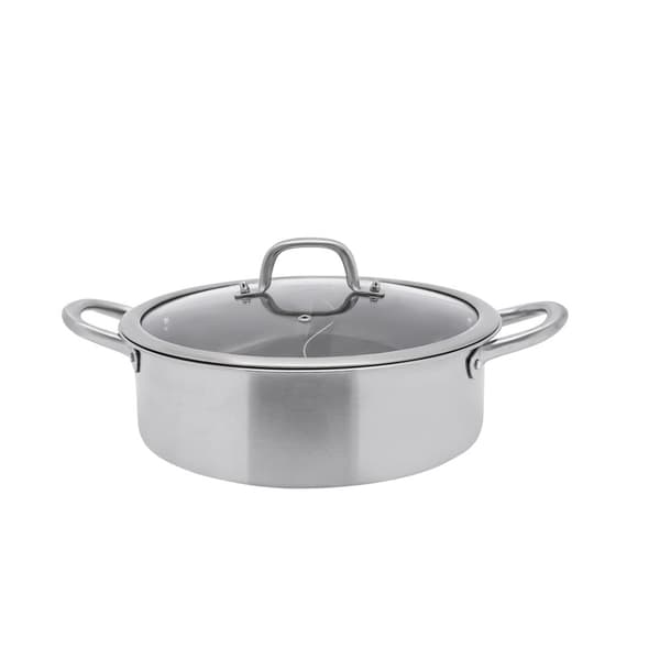 Rustfrit Stegegryde, 2-i-1 Divider, Klar Glaslåg med Håndtag,32 cm